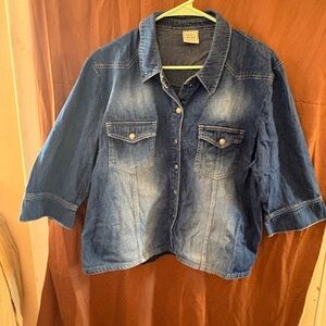 M& S Mode Denim Button-Up Shirt